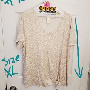 Cream print top with side knot